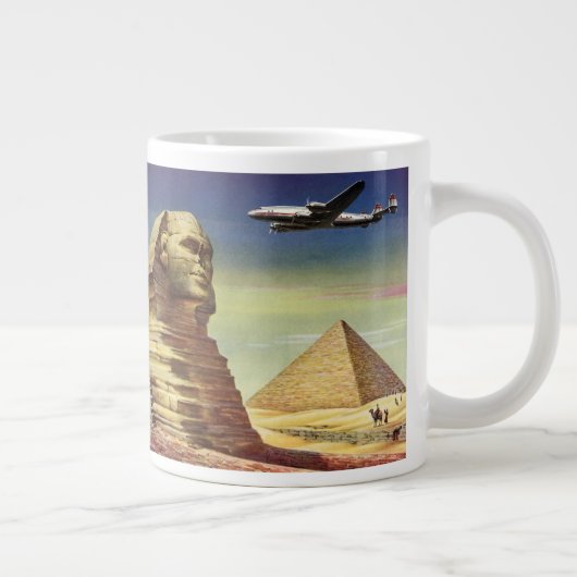 ヴィンテージピラミッド素晴らし、ギザのスフィンクス、エジプト ジャンボコーヒーマグカップ (右)