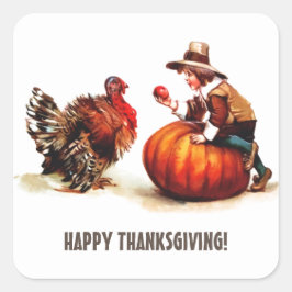 ヴィンテージピルグリムキッド&トルコ感謝祭 スクエアシール