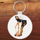 ヴィンテージピンアップの女の子のキーホルダー キーホルダー (正面)