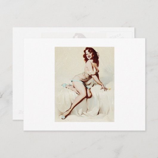 ヴィンテージピンアップの少女 ポストカード (正面/裏面)
