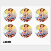 ヴィンテージピンアップガールステッカー ラウンドシール (シート)