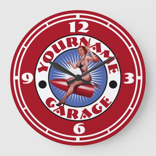 ヴィンテージピンアップガールテンプレート大時計 ラージ壁時計 (正面)