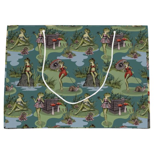 ヴィンテージピンアップガールフロッグ ラージペーパーバッグ (正面)