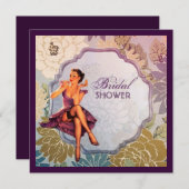 ヴィンテージピンアップガール主婦レトロブライダルシャワー 招待状 (正面/裏面)