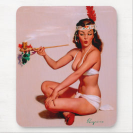 ヴィンテージピンアップガール喫煙ピースパイプ マウスパッド
