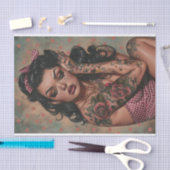 ヴィンテージピンアップガール1 薄葉紙 (クラフト)