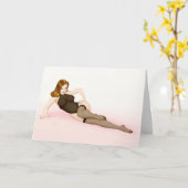 ヴィンテージピンアップガール – バルガスブロンド カード (黄色い花)