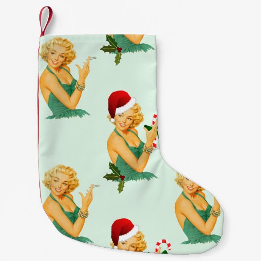 ヴィンテージピンアップクリスマスクリスマスストッキング スモールクリスマスストッキング (正面)