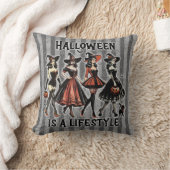 ヴィンテージピンアップハロウィーンウィッチ両面プリント クッション (ブランケット)