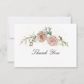 ヴィンテージピンエレガントクローズグリーン結婚リーズ サンキューカード (正面)