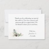 ヴィンテージピンエレガントクローズグリーン結婚リーズ サンキューカード (裏面)