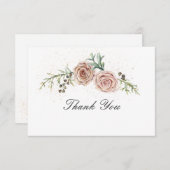 ヴィンテージピンエレガントクローズグリーン結婚リーズ サンキューカード (正面/裏面)