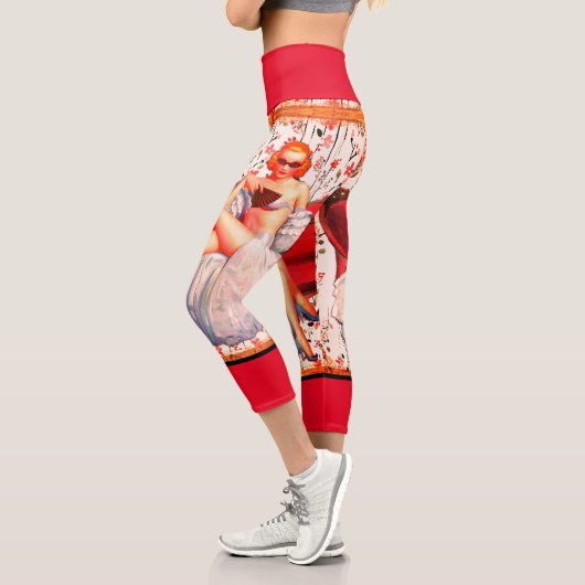 ヴィンテージピンガールレトロサザンベルレッドヘッド カプリレギンス (左)