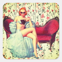 ヴィンテージピンガールレトロサザンベルレッドヘッド スクエアシール