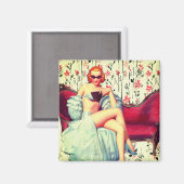 ヴィンテージピンガールレトロサザンベルレッドヘッド マグネット (正面/裏面)