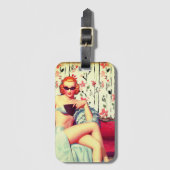 ヴィンテージピンガールレトロサザンベルレッドヘッド ラゲッジタグ (正面縦)