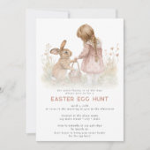 ヴィンテージピンクかわいいイースター卵狩りイースターバスケット 招待状 (正面)