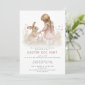 ヴィンテージピンクかわいいイースター卵狩りイースターバスケット 招待状 (スタンド正面)