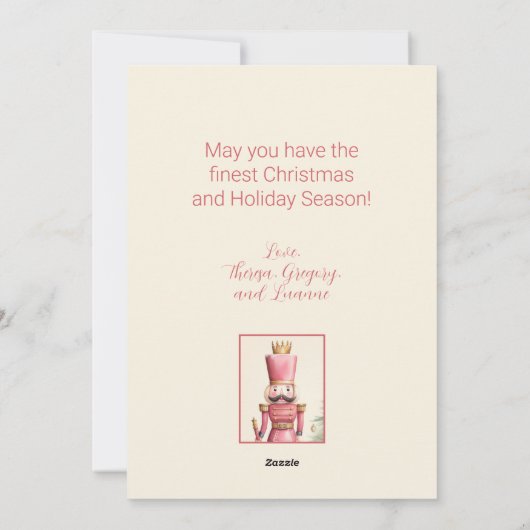 ヴィンテージピンクくるみ割りクリスマスカード シーズンカード (裏面)