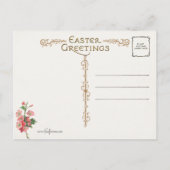 ヴィンテージピンクさくらんぼの花と復活祭の挨拶 ポストカード (裏面)