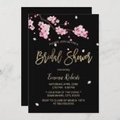 ヴィンテージピンクさくらんぼブロッサム桜ブライダルシャワー 招待状 (正面/裏面)