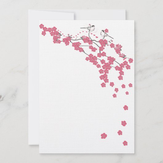 ヴィンテージピンクさくらんぼブロッサム結婚《鳥》アメリカゴガラ 招待状 (裏面)
