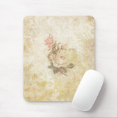 ヴィンテージピンクとアイボリーバラ マウスパッド (マウス)