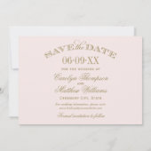 ヴィンテージピンクとアンティーク金ゴールドフローリッシュ結婚ズ セーブザデート (裏面)