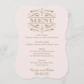 ヴィンテージピンクとアンティーク金ゴールドフローリッシュ結婚ズ メニュー (正面)