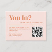 ヴィンテージピンクとオレンジのレトロ70s結婚のウェブサイト エンクロージャーカード (正面)