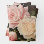 ヴィンテージピンクとクリームのバラ ラッピングペーパーシート (インサイチュ)