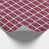 ヴィンテージピンクとグリーンバラの花柄 ラッピングペーパー (角)