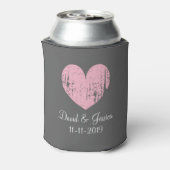 ヴィンテージピンクとグレーのハート結婚缶クーラー 缶クーラー (缶裏面)