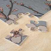 ヴィンテージピンクとグレーの花模様 ジグソーパズル (側面)