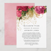 ヴィンテージピンクとゴールドのウェディング ゲストリスト縮小 案内状 (正面/裏面)