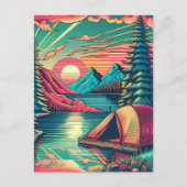 ヴィンテージピンクとターコイズのキャンプをテーマにした誕生日 ポストカード (正面)