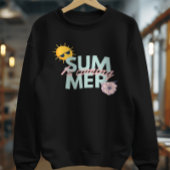 ヴィンテージピンクとティール(緑がかった色)の花サマー来は パーカ