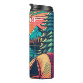 ヴィンテージピンクとティール(緑がかった色)キャンピングパーソナライズされた タンブラー (回転右)