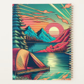 ヴィンテージピンクとティール(緑がかった色)キャンピングパーソナライズされた プランナー手帳 (裏面)