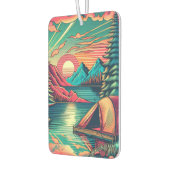 ヴィンテージピンクとティール（緑がかった色）キャンプをテーマ カーエアーフレッシュナー (左)