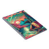 ヴィンテージピンクとティール（緑がかった色）キャンプをテーマ ノートブック (右側)