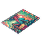 ヴィンテージピンクとティール（緑がかった色）キャンプをテーマ ノートブック (左側)