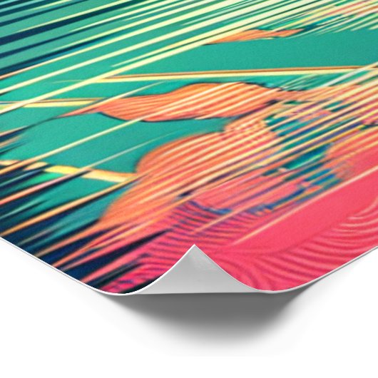 ヴィンテージピンクとティール（緑がかった色）キャンプをテーマ ポスター (角)