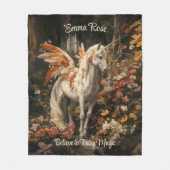 ヴィンテージピンクとフローラフェアヤータリーペガサス フリースブランケット (正面)