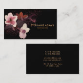 ヴィンテージピンクとブラックさくらんぼブロッサム絵画ズ 名刺 (正面/裏面)