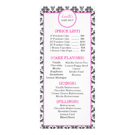 ヴィンテージピンクとブラックのダマスクベーカリーラックカード ラックカード