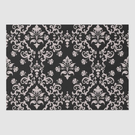 ヴィンテージピンクとブラックのラッピング紙 薄葉紙 (正面)