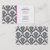 ヴィンテージピンクとブラックダマスクベーカリー名刺 名刺 (正面/裏面)