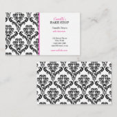 ヴィンテージピンクとブラックダマスクベーカリー名刺 名刺 (正面/裏面)