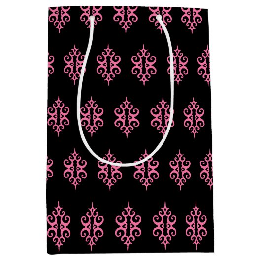 ヴィンテージピンクとブラックレース抱き枕 ミディアムペーパーバッグ (正面)